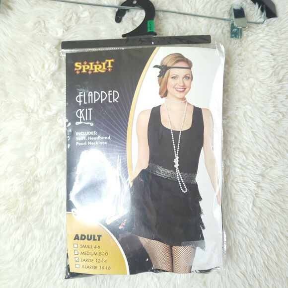 Spirit Halloween 1920s Flapper Skirt Set W/ Necklace & Headband Sz L - Picture 2 of 9